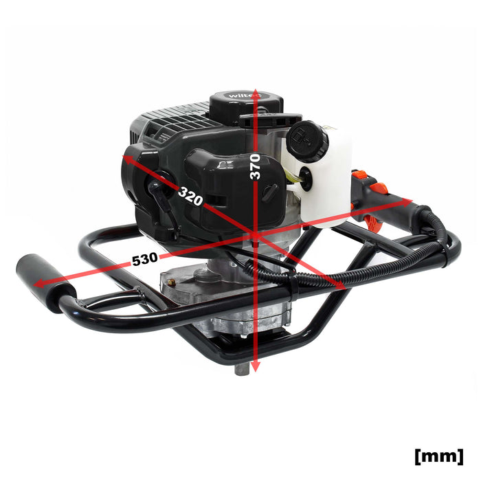 Mototrivella a benzina, motore a 2 tempi 1,9 cv 1,4kW 52ccm, con punta elicoidale Ø250mm