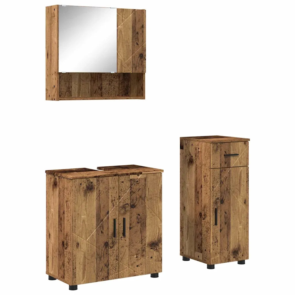Set di mobili per il bagno con cassetto 3 pcs Legno vecchio 3392961