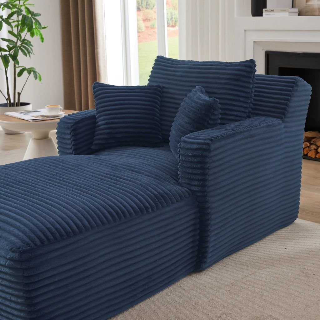 Chaise longue relax convertibile - funzione letto e design salvaspazio - in corduroy - blu