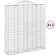Cestini gabbioni recinzione a gabbia muro di contenimento ad arco 1 set da 2 200 x 50 x 220/240 cm ferro zincato argento 02_0040537