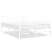 Letto matrimoniale | Letto per adulti | Giroletto con Testiera e Pediera Metallo Bianco 135x190 cm