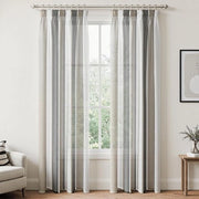 Set di tende trasparente - 2 pezzi - Bianco/Grigio scuro - 140x260 cm - Tende lunghe per cucina/soggiorno