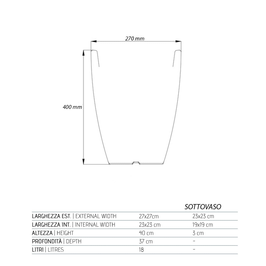 Vaso Aloe In Resina Quadrato Avorio H40 27X27Cm