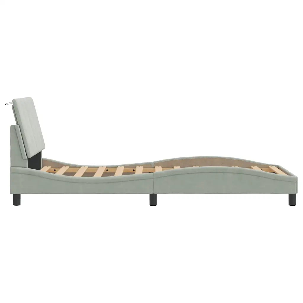Giroletto senza Materasso Hanko Grigio Chiaro 90x200 cm Velluto