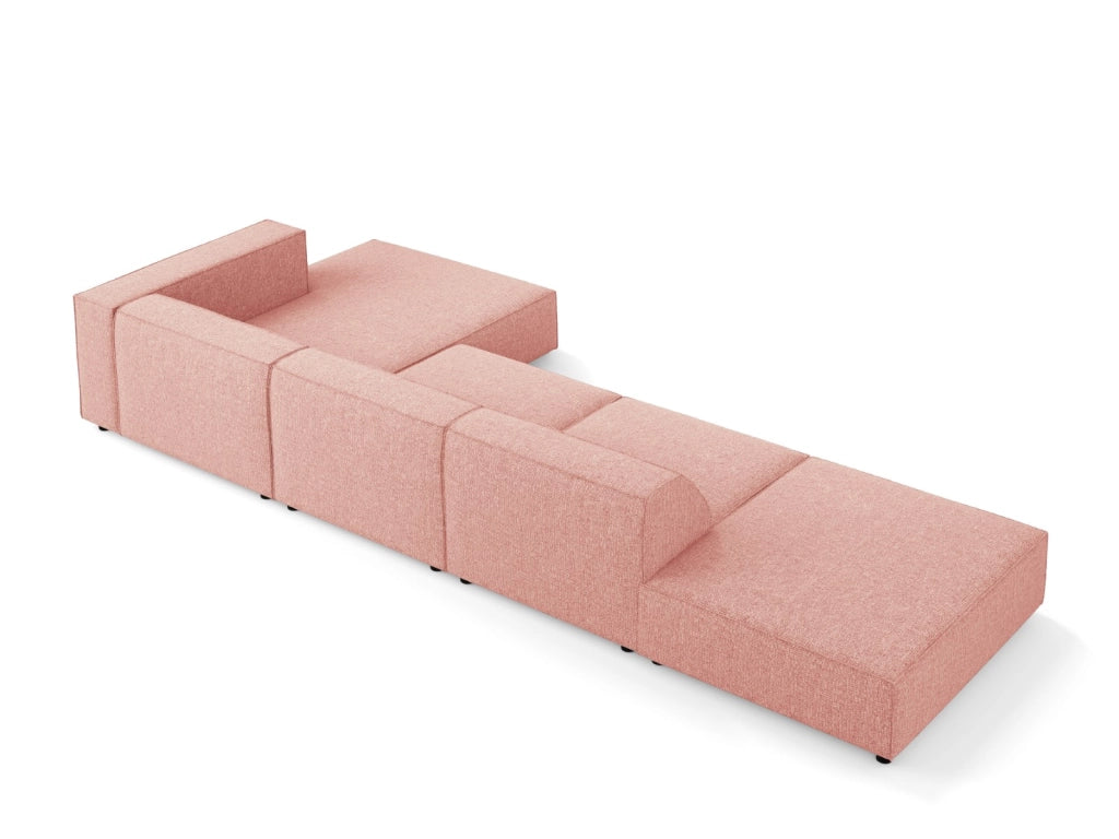 Cosmopolitan Design - Divano angolare destro "Arendal" 5 posti in ciniglia rosa 