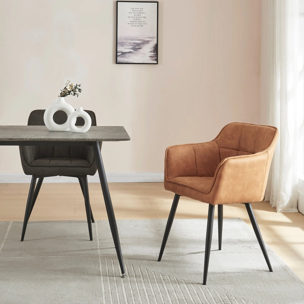 Sedia per Sala Pranzo Birmingham Effetto Velluto Marrone [en.casa]