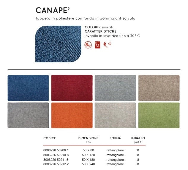 Tappeto da Bagno Canape' in Poliestere 50 x 80 cm Vari Colori