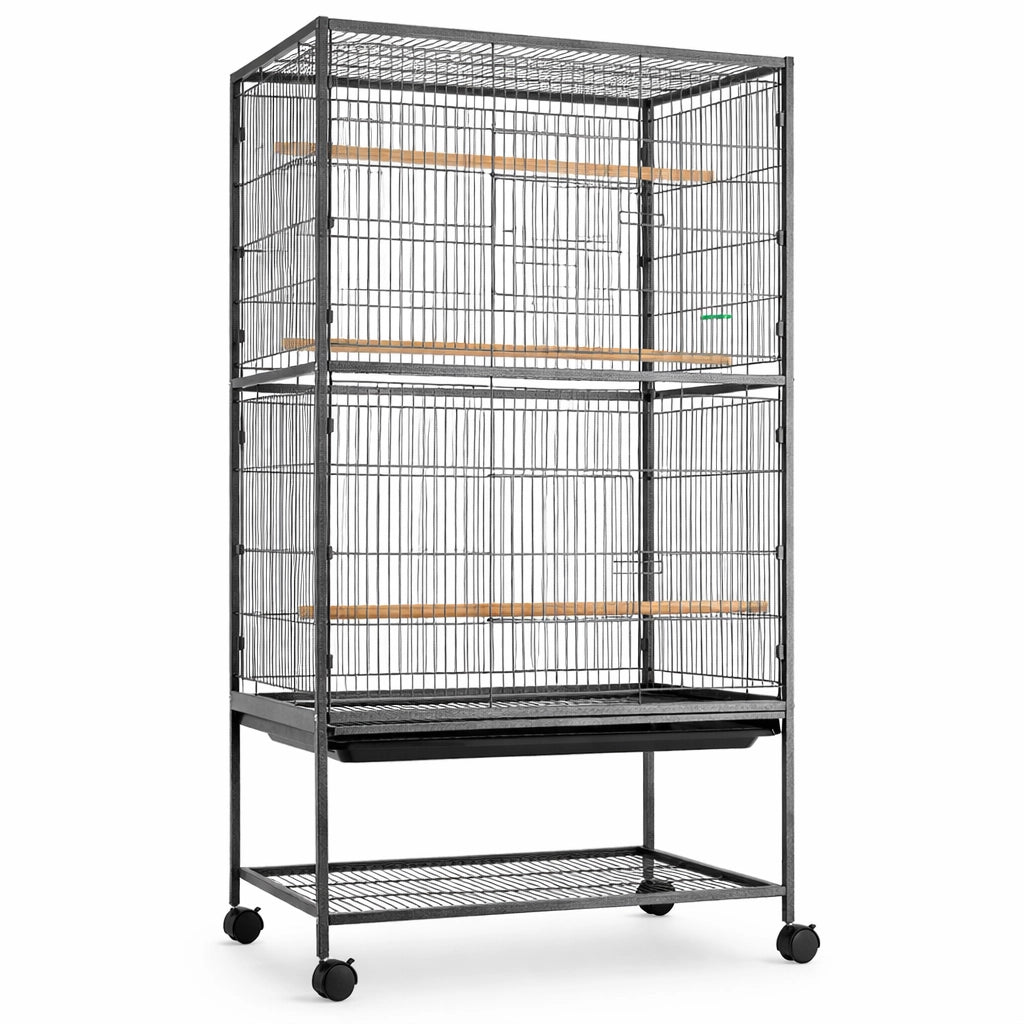 Gabbia Voliera Uccelli con Ruote Grande Pappagalli in Ferro 135x78x52 Nero