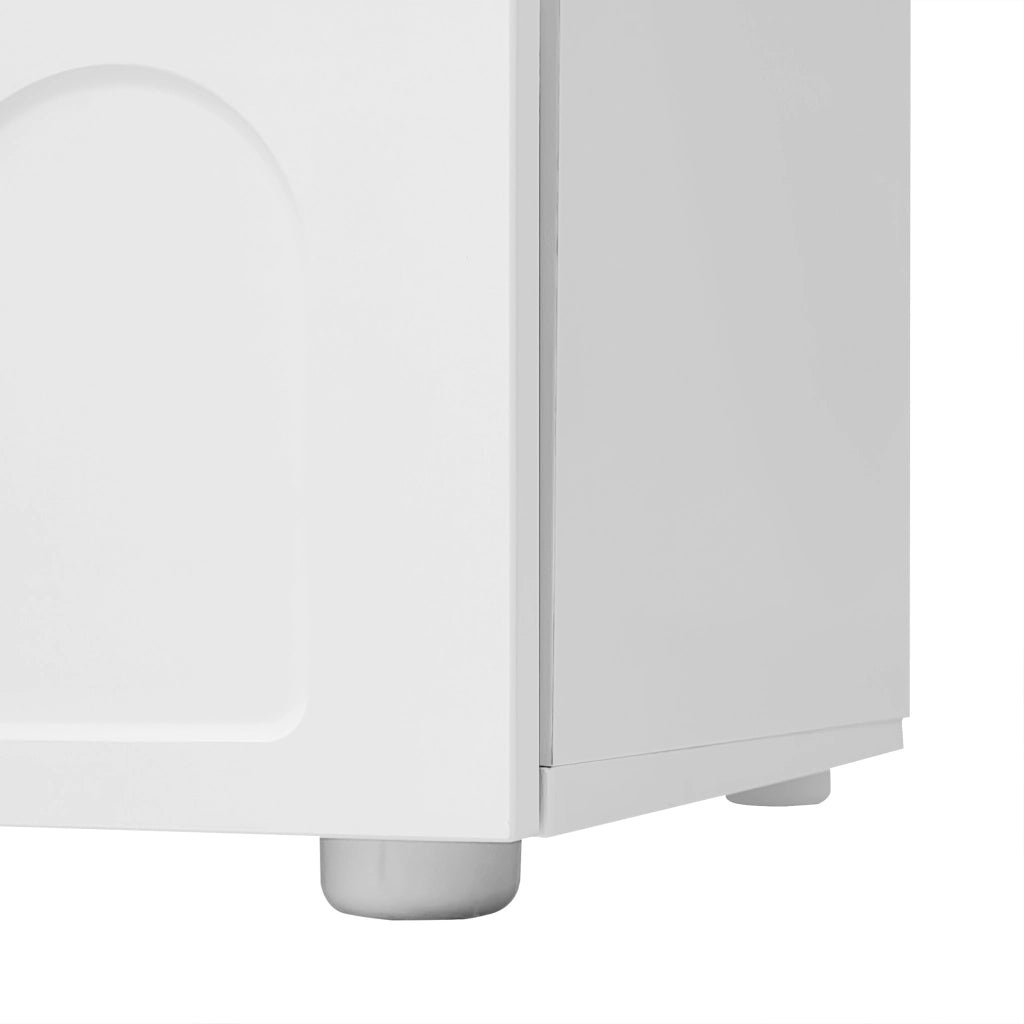 Tavolino da salotto 100x60x40.5 cm; piano a forma di nuvola con cassetto e vano aperto; truciolare bianco