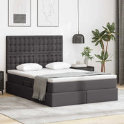 Letto con contenitore e LED Grigio 140 x 200 cm Pelle Sintetica 3372307