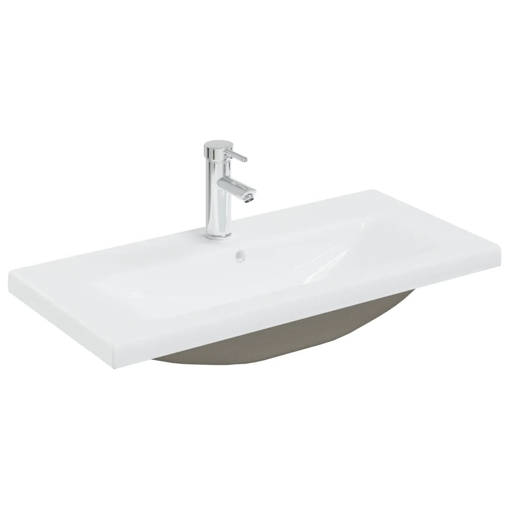 Mobile Bagno con Lavabo | Armadio Lavabo Integrato Rovere Fumo Legno Multistrato