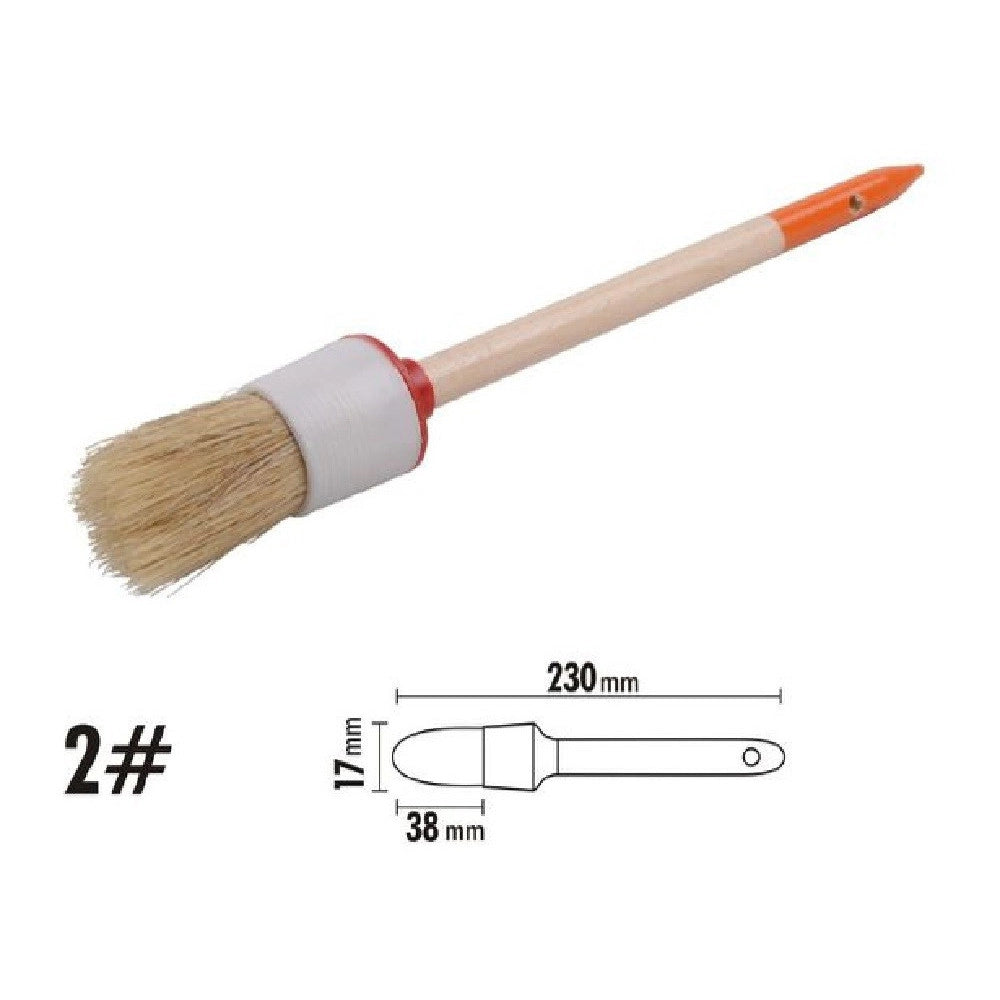 Trade Shop - Pennello Pittura Maniglia In Legno Setole Naturali A Testa Tonda 38 Mm 2" 90289 -