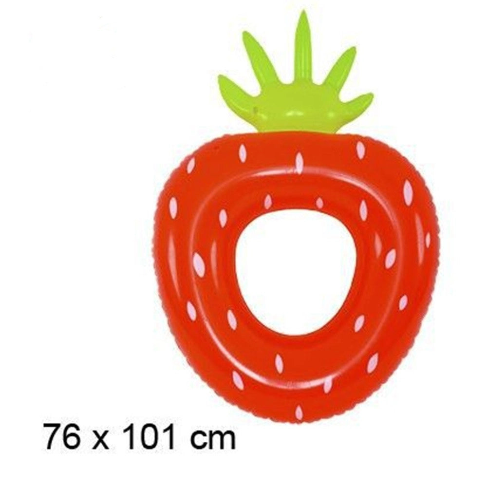 Trade Shop - Salvagente Ciambella Gonfiabile Anello Forma Di Fragola 76x101cm Mare Piscina 016099 -