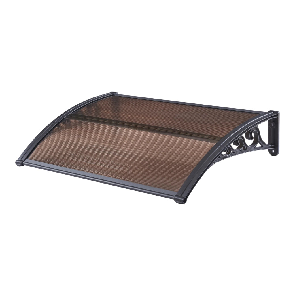 Pensilina di design per porta d'ingresso resistente alle intemperie 100 x 60 cm nero/marrone 03_0006381