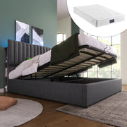 letto imbottito lino grigio 140x200 cm