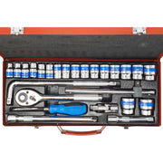 Trade Shop - Set 25 Pezzi Chiavi A Bussola Con Cricchetto Socket 1/2" Accessori -