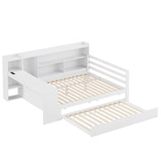 Letto estraibile matrimoniale 140×200 cm con scrivania; ripiani; USB; prese e vani portaoggetti; senza materasso
