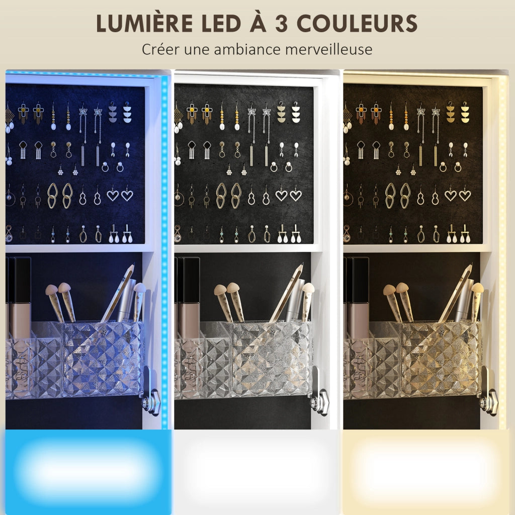 Armadio con specchio e illuminazione LED ¨C zephmum ¨C bianco, nero, 37x40x165.5cm