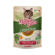 MIGLIOR GATTO ZUPPETTA DI STRACCETTI CON MANZO, PISELLI E CAROTE 85GR
