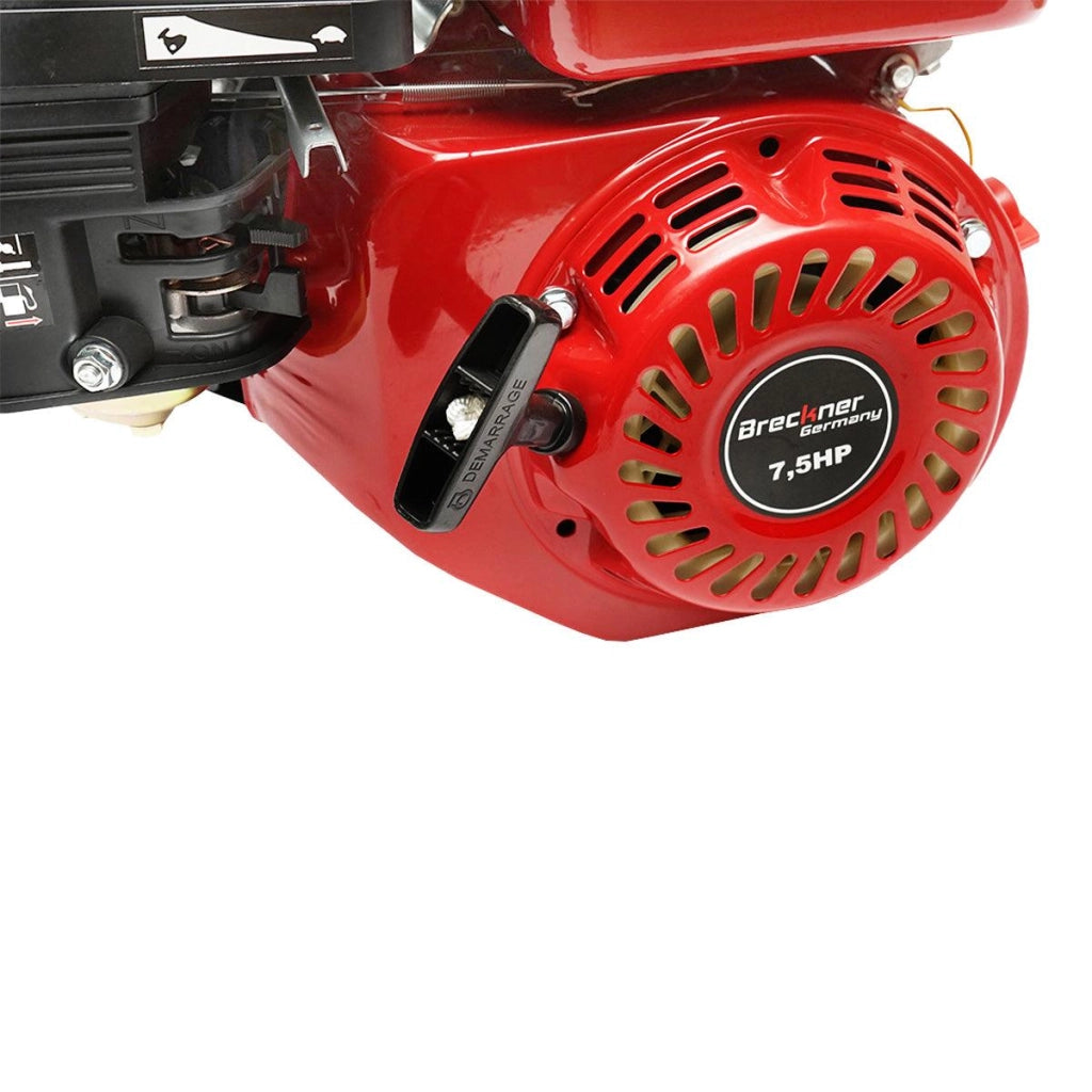 Motore a Scoppio 7,5 CV, Motore a Benzina 4 Tempi 196cc con Albero Ø 20 mm e Puleggia, Avviamento a Strappo Breckner Germany