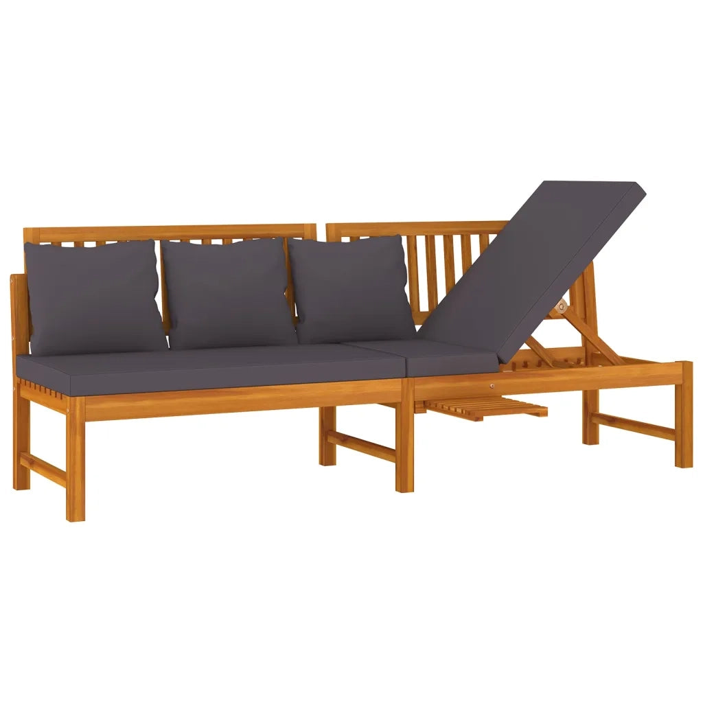 Dormeuse con Cuscino Grigio 200x60x75cm Legno Massello Acacia CFW3055379