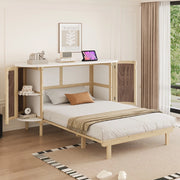 Letto a Muro Verticale con Rete a Doghe ¨C MINIMAL ¨C Legno, Contenitore, 140x200
