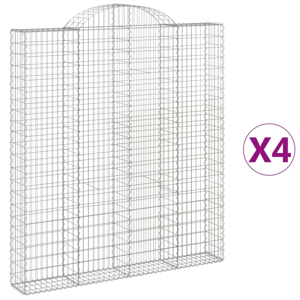 Set di 4 gabbioni ad arco per recinzione gabbia o muro di contenimento 200 x 30 x 220/240 cm ferro zincato argento 02_0041429