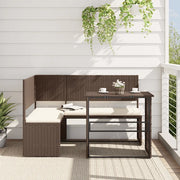 Divano da Giardino con Tavolo e Cuscini a L Marrone Polyrattan 362346