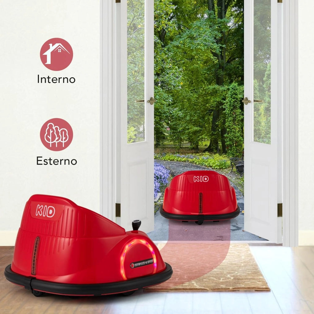 Autoscontro Elettrico per Bambini, Macchina Elettrica per Bambini con Luci LED, Connessione Wireless, Musica Giro a 360°, Macchina Cavalcabile per Bambini 18+ Mesi (Rosso)