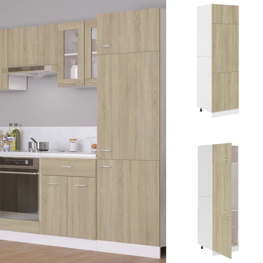 Pensile da cucina | Mobile per Frigo Rovere Sonoma 60x57x207 cm Legno Multistrato