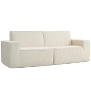 Divano 3 posti in velluto a coste 230 cm, moderno divano, nessun montaggio necessario, beige