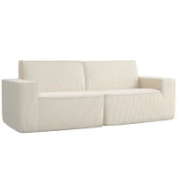 Divano 3 posti in velluto a coste 230 cm, moderno divano, nessun montaggio necessario, beige
