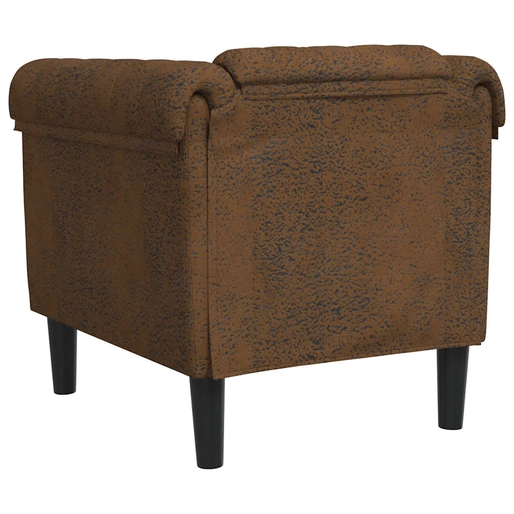 Poltrona-Divano Sedia-Poltroncina Marrone in Similpelle Scamosciata 462850