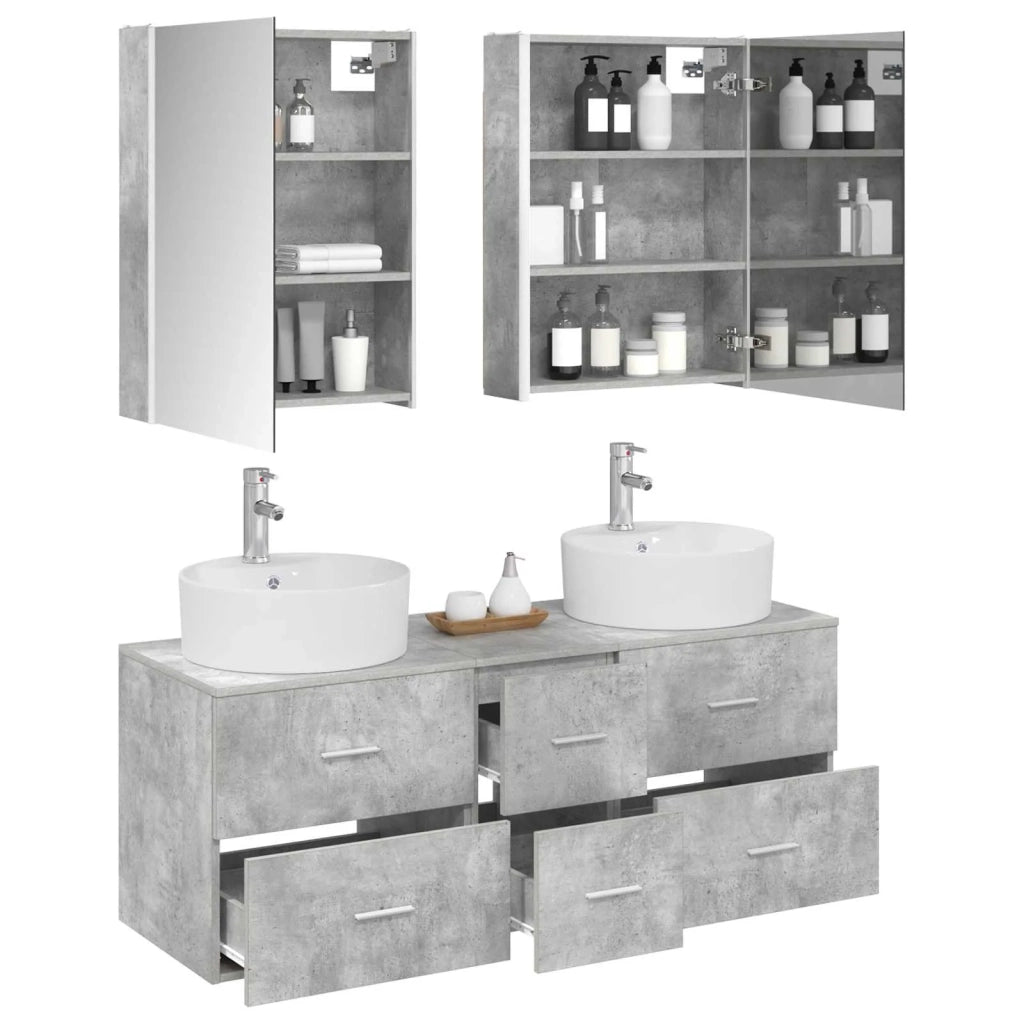 Set di mobili per il bagno 5 pcs Grigio Cemento 3406930
