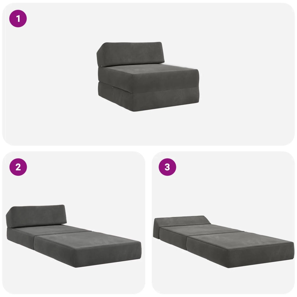 Divano Letto Pieghevole Grigio Scuro 60 x 70 x 41 cm Tessuto