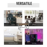 Scrivania Moderna Stile Industriale con 2 Cassetti per Camera e Ufficio, Metallo e MDF, 110x55x75cm, Nero Marrone