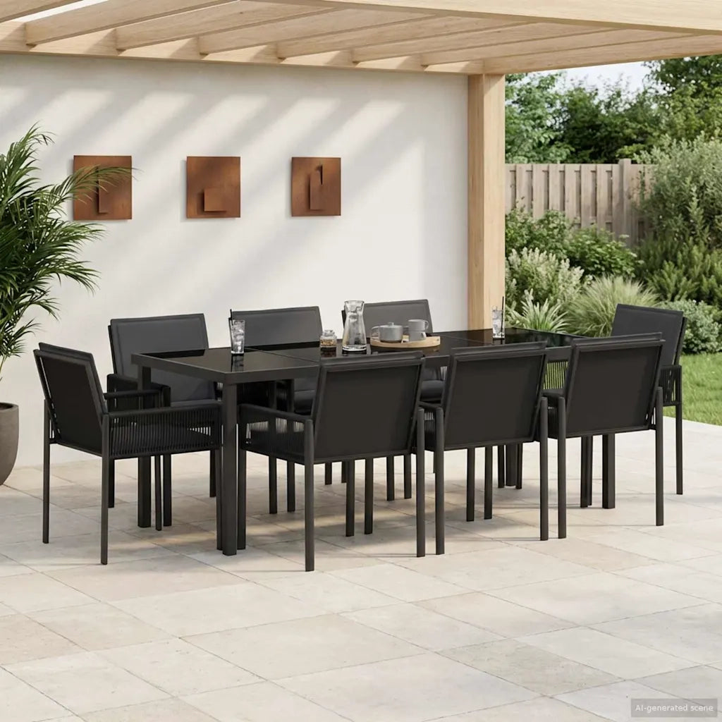 Set da Pranzo per Giardino 25 pz Nero polyrattan 3422841