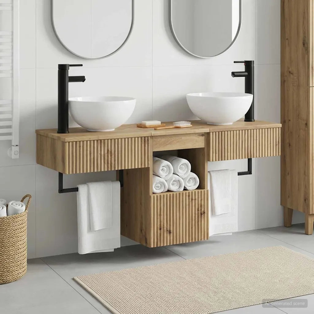 Set di mobili per il bagno 3 pz Rovere Artigianale 3405596