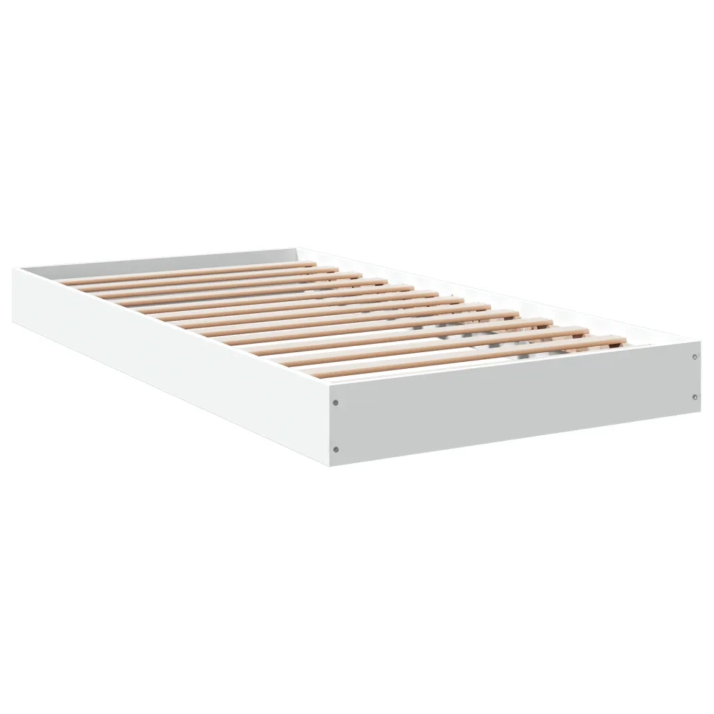 Letto singolo | Letto per adulti | Giroletto Bianco 90x190 cm in Legno Multistrato