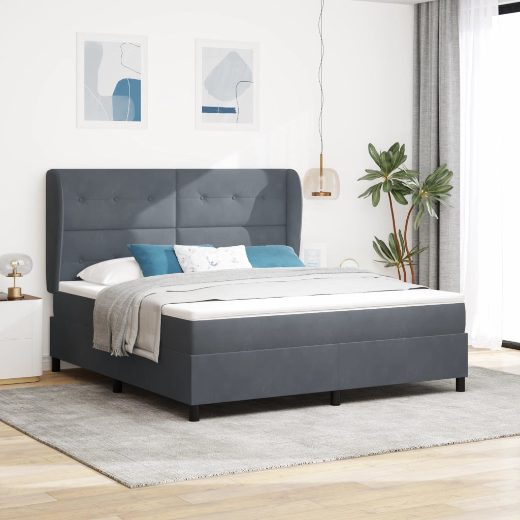 Letto a contenitore  con materasso Grigio scuro 180x200 cm Velluto