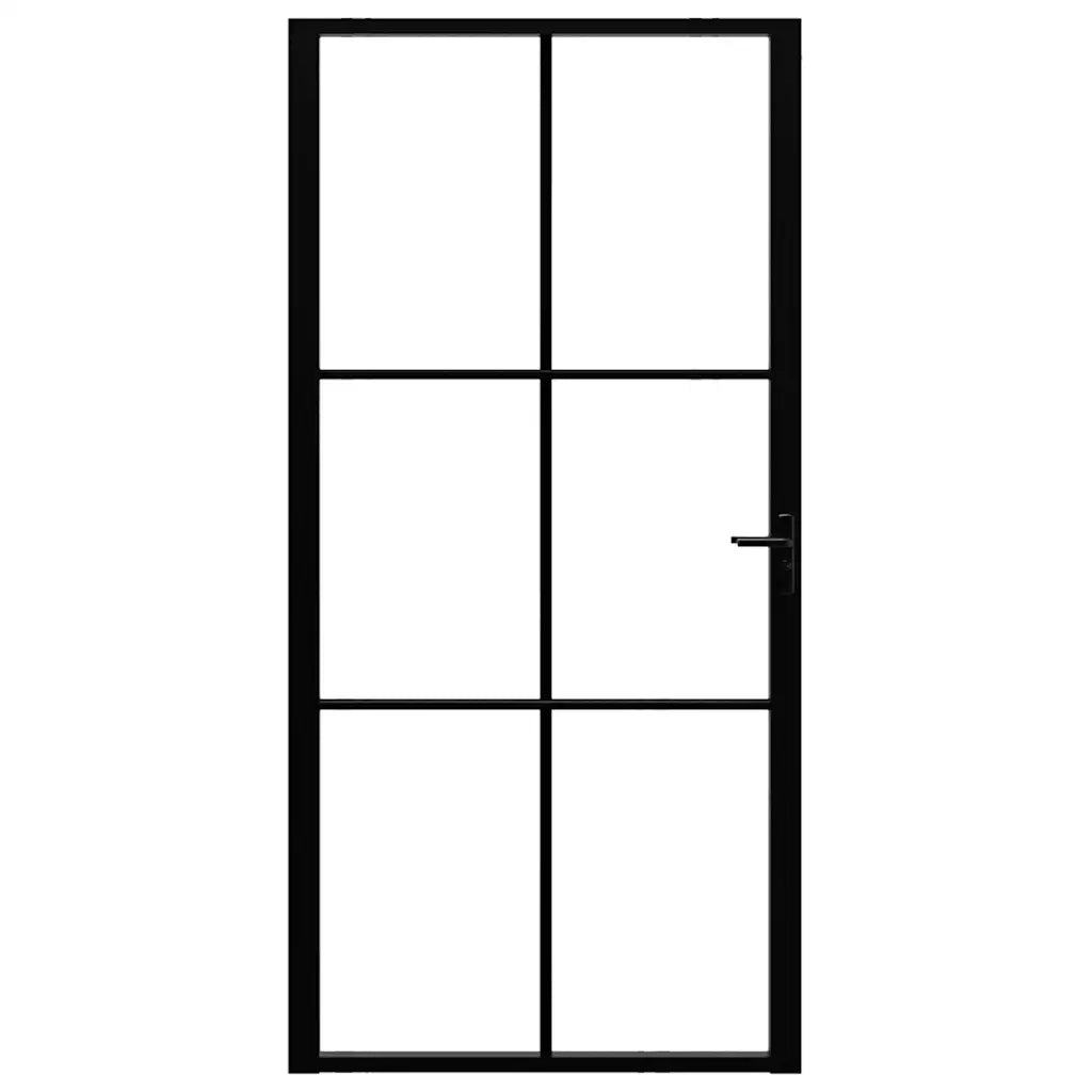 Porta da Interno in Vetro ESG e Alluminio 102,5x201,5 cm Nera cod mxl 78439