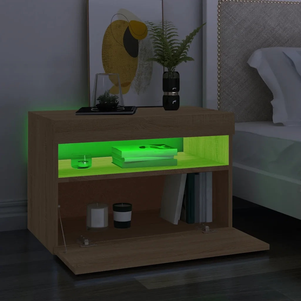Mobile Porta TV con Luci LED Rovere Sonoma 60x35x40 cm 804415