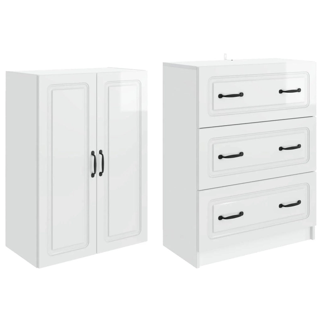 Set di armadi 2 pcs Bianco Lucido 66 x 34,5 x 87 cm 3416965