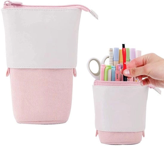 Etui con cerniera, etui per ragazze e adolescenti, etui per studenti, etui in piedi, etui telescopico (E)