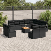Set Divani da Giardino 13pz con Cuscini Nero in Polyrattancod mxl 88979