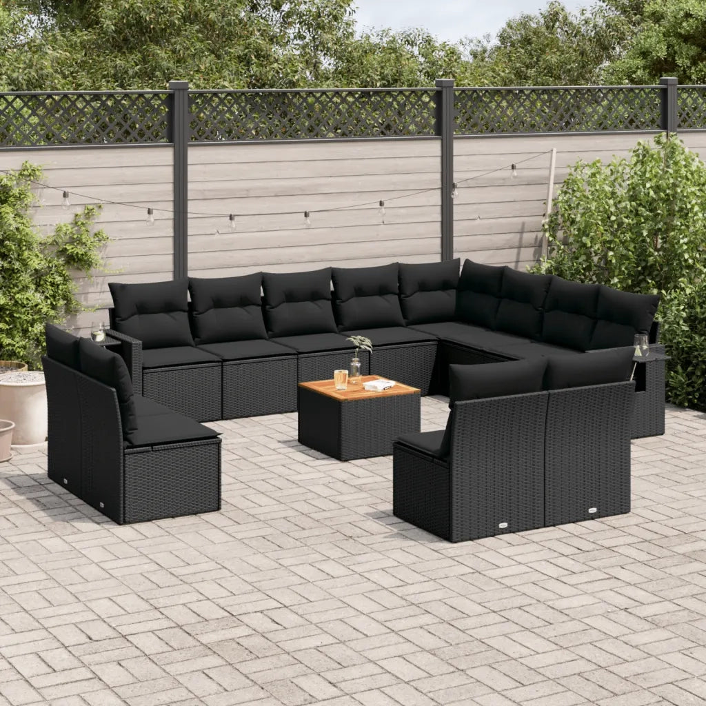 Set Divani da Giardino 13pz con Cuscini Nero in Polyrattancod mxl 88979