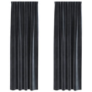 Tende Oscuranti | Tende Blackout 2 pz Grigio scuro 140 x 245 cm Velluto