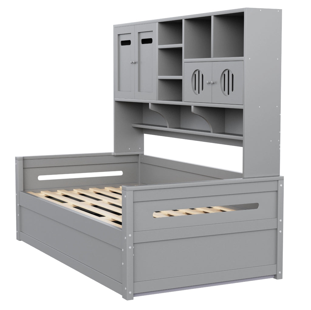 Letto singolo idraulico 90x200 cm con contenitore grigio