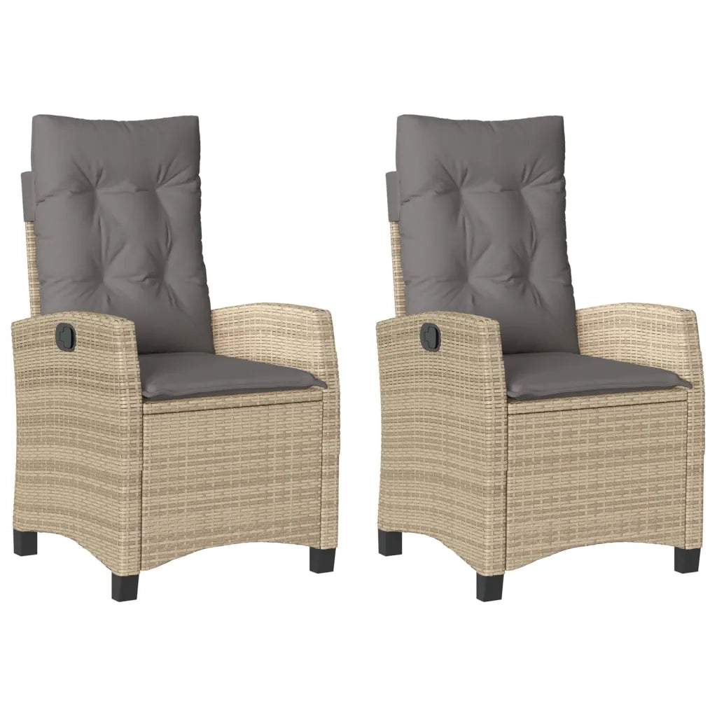 Sedie Reclinabili Giardino 2pz Cuscini Beige Misto Polyrattan 365221