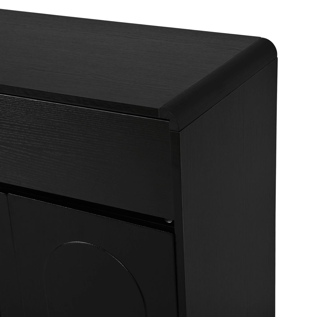 CREDENZA con 2 cassetti e 4 ante 140x38x89 cm Nero in MDF